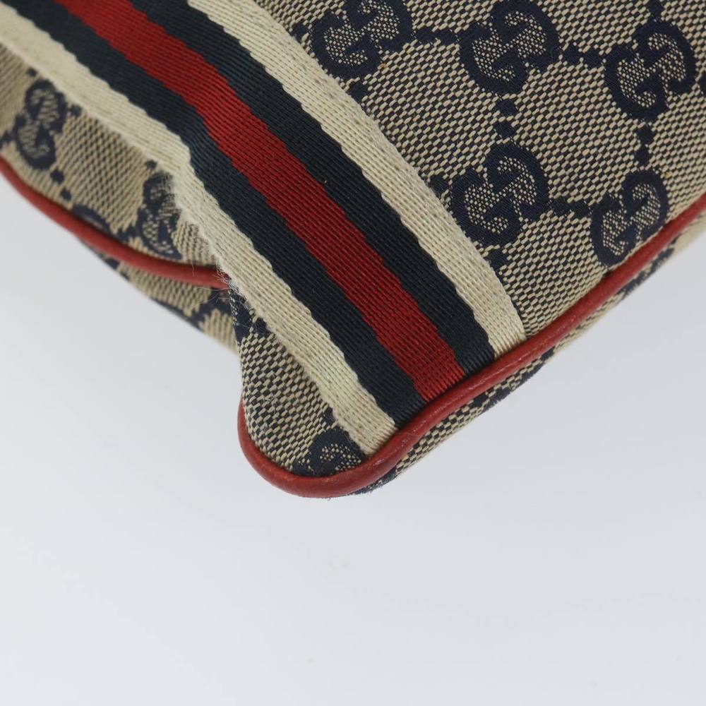 GUCCI GG Canvas Sherry Line Shoulder Bag Navy Red 144388 Auth ki3671 - Picture 15 of 16